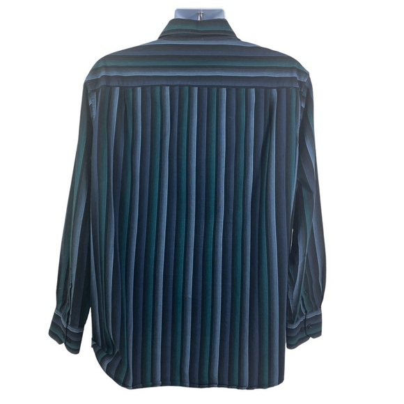 Claiborne Vertical Striped Long Sleeve Button Down Shirt Men's XL Black Green - Picture 3 of 8